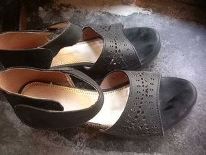 Black Wedge Heel Sandals
