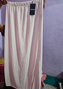 White Slit Midi Skirt Shein