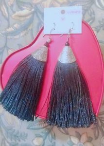 Purple And Black Tassel Earrings