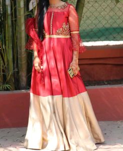 Elegant Red & Gold Gown