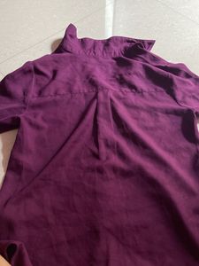 Bershka Purple Button-Down Shirt