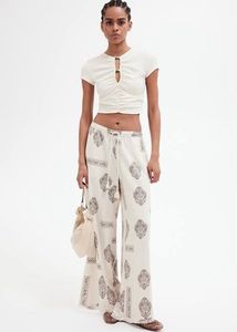 H&M Linen-blend drawstring Trousers L size