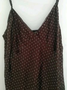 Brown Polka Dot Slip Dress