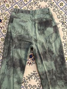 Urbanic Wash Print Green and Grey Denim Jeans