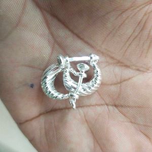 Pure Silver White Dimond Bali Stud Earrings