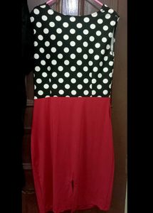 Chic Polka Dot &amp; Red Pencil Dress