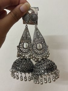 Oxidized Jhumka Earrings