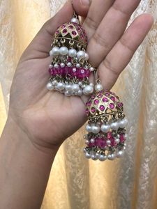 Pink Jhumka Earrings