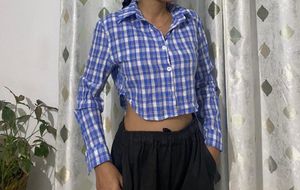 Blue Plaid Crop Top