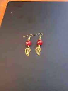 A Pair Oxidised Golden Leaf Charm earring.