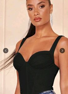 Black fitted corset crop top