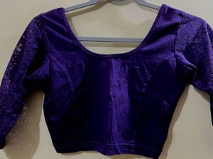 Purple Lace Sleeve Blouse