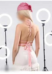 Pink Halter Top with Ruffles