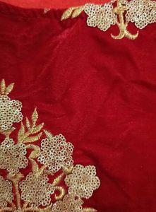 Red Velvet Embroidered Blouse