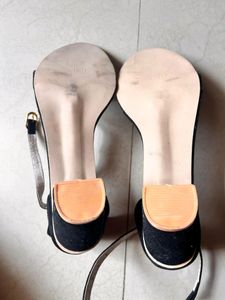 Black SOLID Ankle Strap Heel for Women