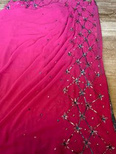 Pink Embellished Saree