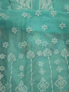 Sea Green Chikankari Kurti With Lining
