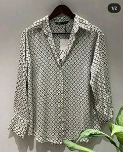 ZARA satin Geometric Shirt