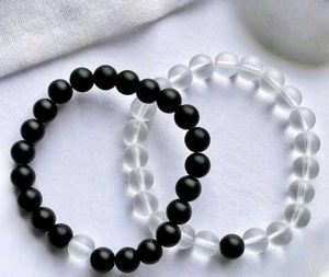 Onyx & Crystal Beaded Bracelet Set