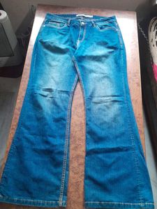 Flared Blue Denim Jeans