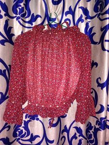 Red Floral Top