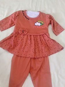 Coral Frock And Pant Set