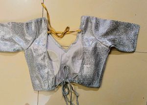 Banarasi silk Padded V Neck  Drawstring Blouse