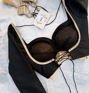 Heavy Lace Work Full Sleeve Raw Silk Blouse