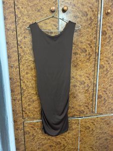 Brown Bodycon Ruched Mini Dress