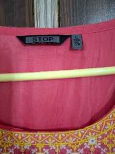 Pink neck embroidery kurta