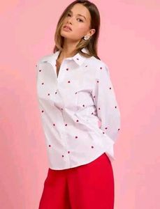 Heart Print White Shirt