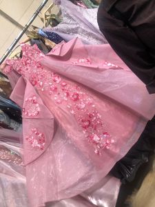 Elegant Pink Barbie Doll Gown Embellished
