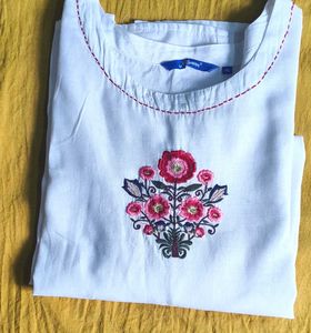 Nelyarrn White Pure Khadi Cotton A Line Kurta