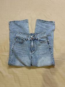 Distressed Wide Leg Denim Jeans