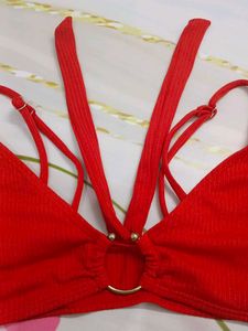(200)Red Bikini Top