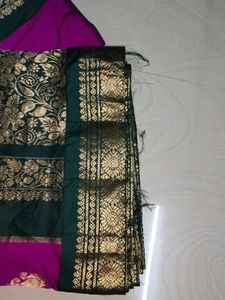 Pink And Green Pattu Saree