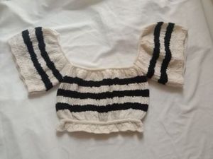 Crochet Embellished Off Shoulder Crop Top