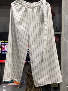Grey Striped Palazzo Pants