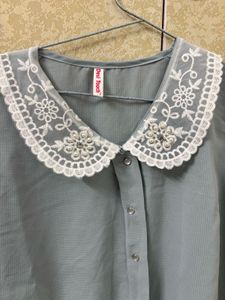 Korean style light blue/grey top
