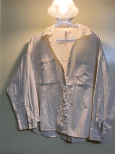 Oversized Cream Button-Down Shirt