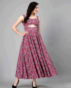 Floral Print Ethnic Gown
