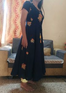 Attractive Blue Kurti With Embroidery