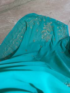 Beautiful Green Embroidered Saree ✨