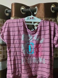 Pink Striped Graphic T-shirt
