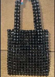 Black Beaded Hand Bag