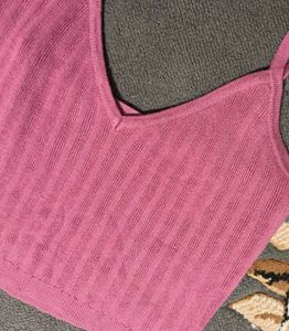 Pink Ribbed Crop Top