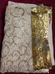 Over All Body Work White Fancy Saree
