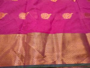 Purple, Green &amp; Gold Kora Saree