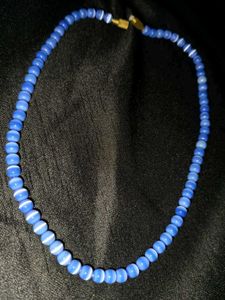Gems Blue Stone Beads Necklace Single Line