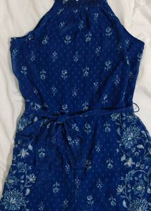 Blue Floral Print Jumpsuit